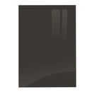 A sample kitchen door in a Supergloss Graphite finish with a J Profile handleless style.