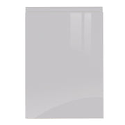 A handleless Jayline kitchen door in Supergloss Light Grey finish.
