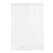 A white supergloss kitchen door with a J-Pull handle.