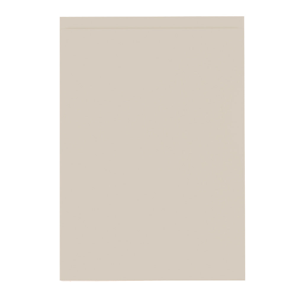 A plain beige handleless Jayline door with a J-Pull style, made of MDF with a Supermatt finish.