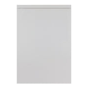 A handleless Jayline kitchen door in supermatt light grey finish.