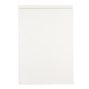A plain white supermatt kitchen door with a J-Pull handle.